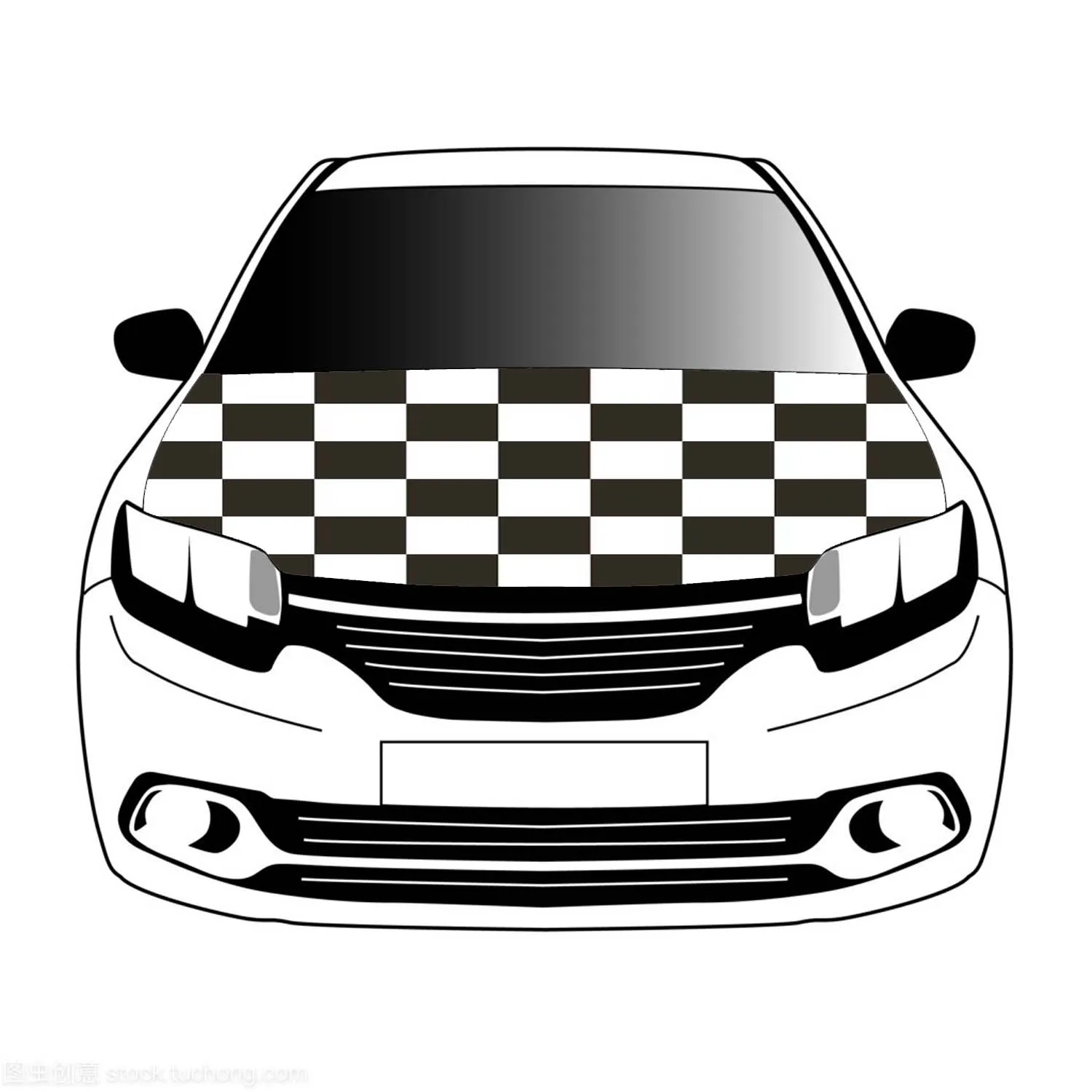 chequered Black and white flag car Hood cover 3.3x5ft /5x7ft 100%polyester,car bonnet banner