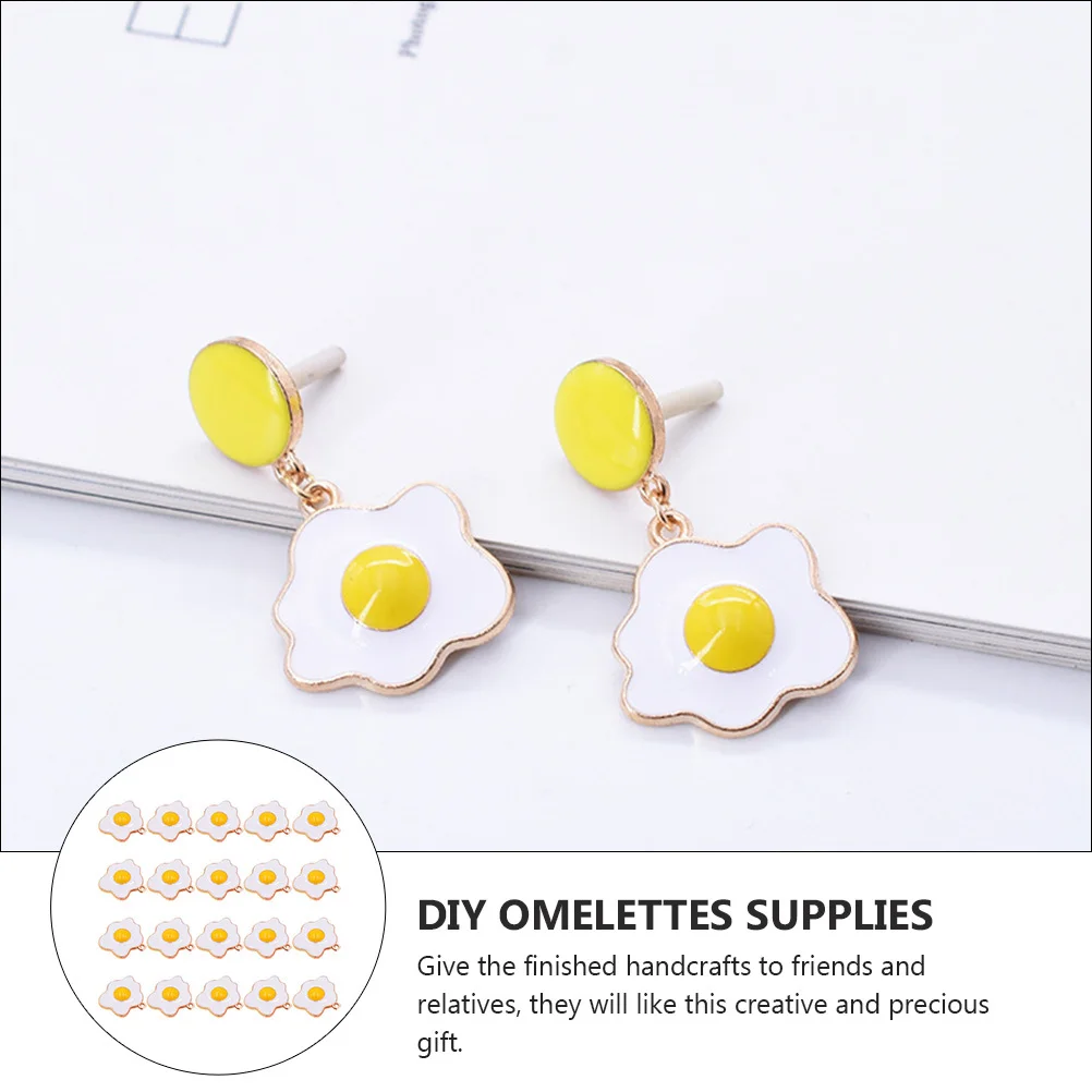 

20Pcs DIY Jewelry Accessories Emulational Omelette Alloy Pendants Creative Egg Shape Decors Gift Supplies DIY Omelettes Supplies