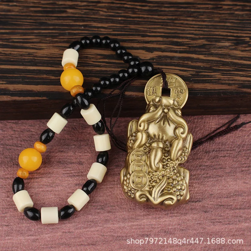 Solid Brass -Attracting Pixiu Money-Biting Handheld Ornament Prosperous Wealth Cultural Plaything New Chinese Style Nation