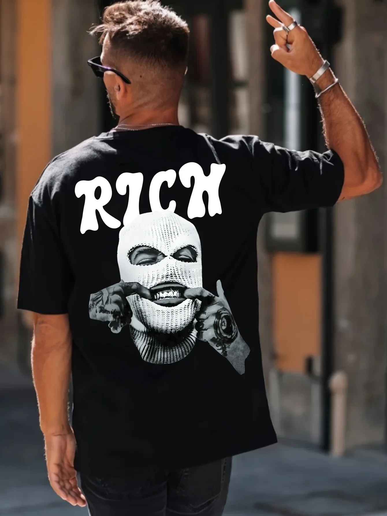 قميص مريح بأكمام قصيرة مطبوع من القطن الخالص بنمط العصابات مع طباعة نمط أزياء رجالية جديدة #3