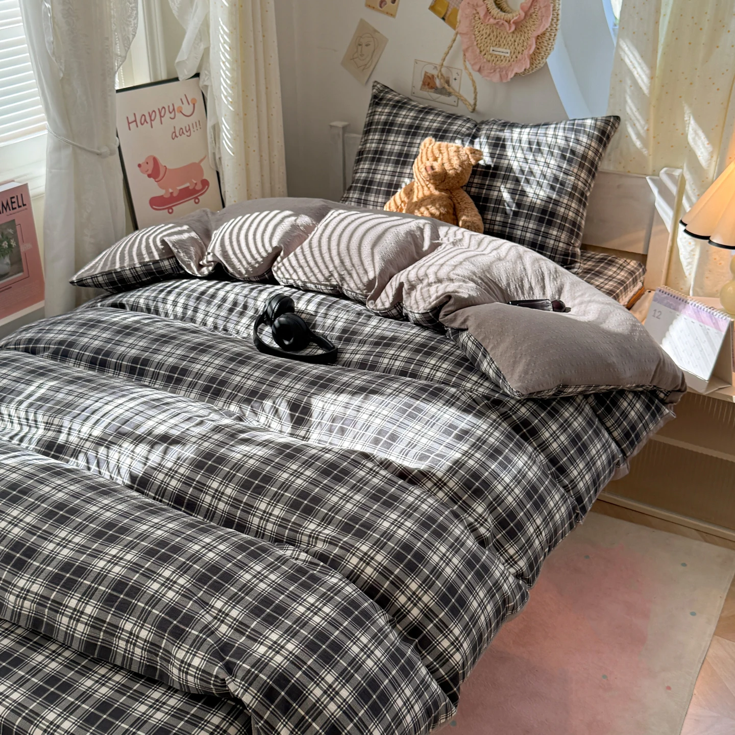Korean Ins-style Bedding Set White Red Polka Dot Soft Comfortable Duvet Cover Set Sheet Set for Home Bedroom Deocr Birthday Gift