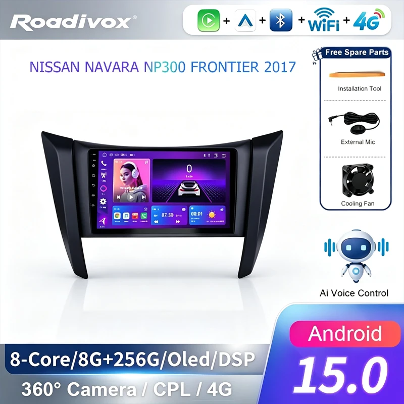 AI VOICE Multimedia player Android Car Radio for NISSAN NAVARA NP300 FRONTIER 2017  Navigation Stereo Screen Video Tape Recorder