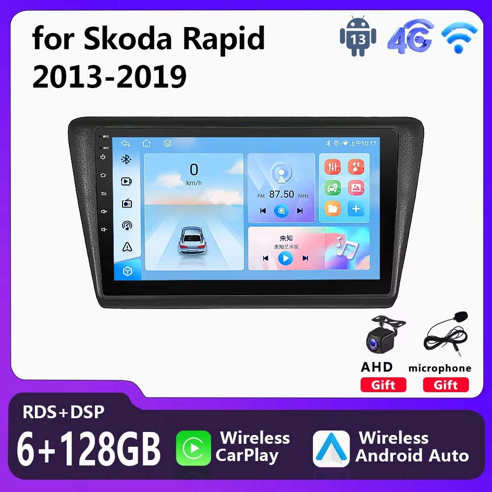 

Car Radio Multimedia Player for Skoda Rapid 2013-2019 Wireless Carplay Android Auto 2 Din Head Unit Navigation Stereo