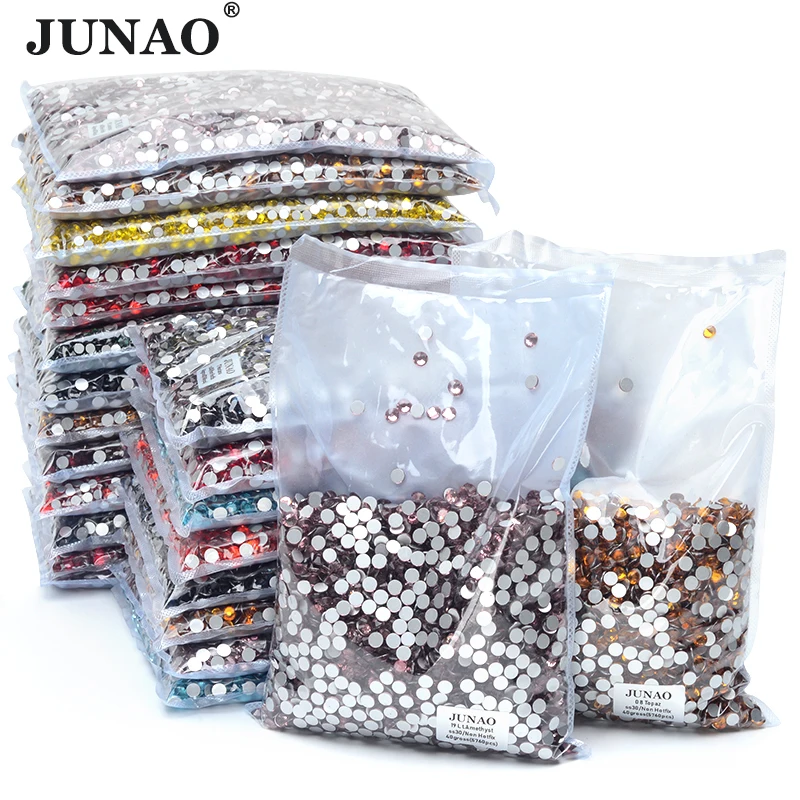 JUNAO all\'ingrosso 100Gross SS6 10 12 16 20 30 Aurora viola AB Strass di vetro Bulk Flatback Nail Stone Non Hotfix Strass artigianato