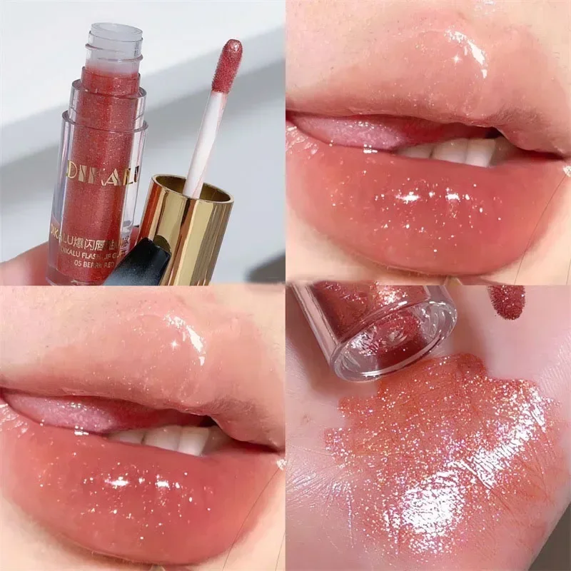 Waterproof Diamond Shimmer Glitter Lip Gloss 5 Colors Sparkling Glitter Liquid Lipstick Diamond Pearl Lip Gloss Sexy Lip Makeup