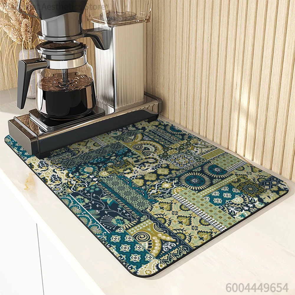 Antiskid Kitchen Absorbent Draining Mat Geometry Nation Super  Draining Coffee Dish Drying Mat Quick Dry Bathroom Drain Pad