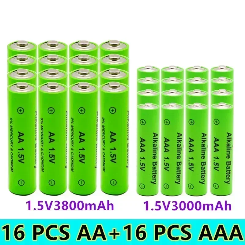 แบตเตอรี่อัลคาไลน์1,5 V AA 3800mAh + 1,5 V AAA 3000mAh สายได้