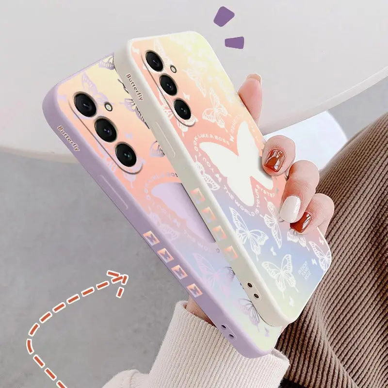 A55 Butterfly Dazzle Silicone Phone Case For Samsung A55 A53 A70 A54 A50 A22 A71 A23 A72 A91 A34 A32 A33 A31 A51 A54 A52S Cover