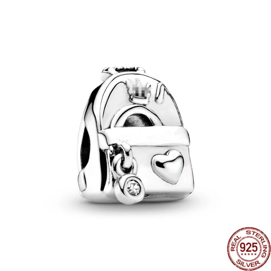 Hot 925 Sterling Silver Adventure valigia Shopping Bag zaino Charm Beads Fit Original Pandora bracciale Jewelry