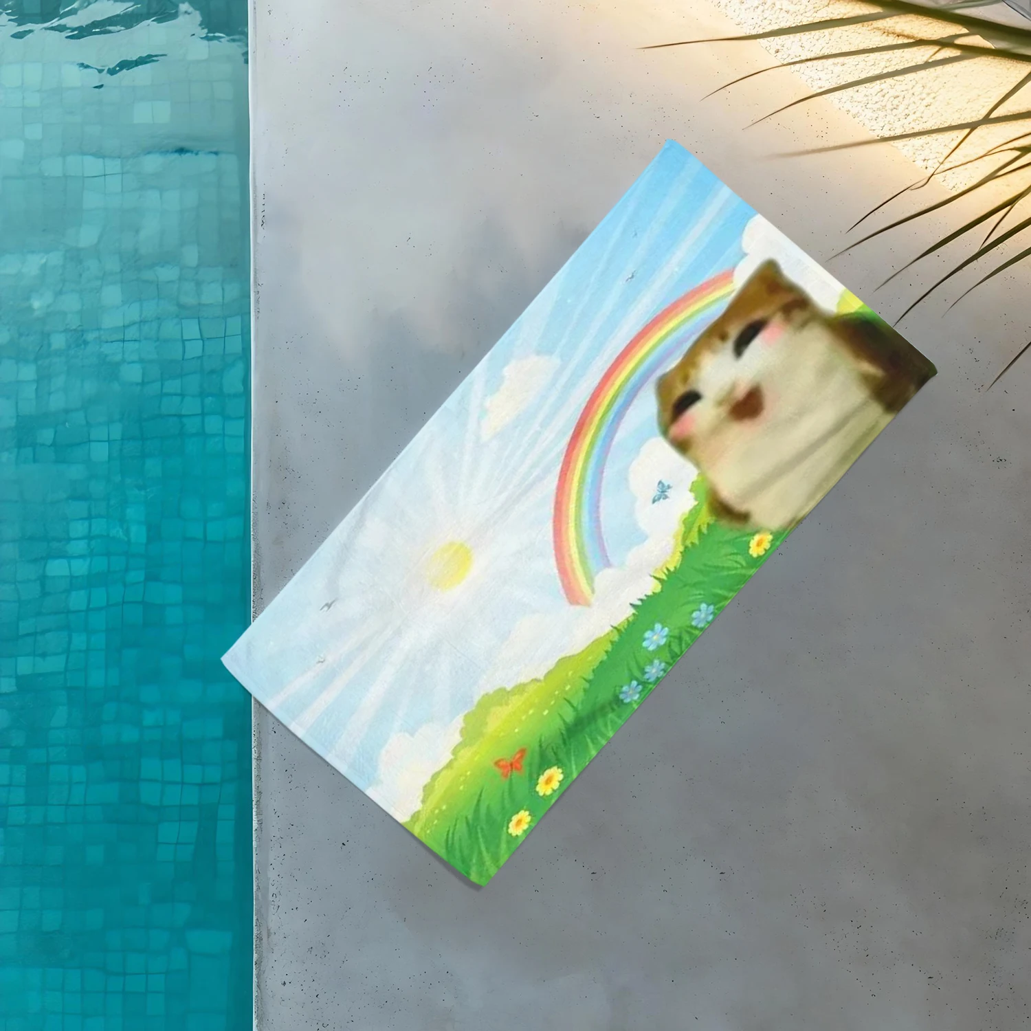 Fun Meme N-Nyan Cat Towel, Rainbow Pixel Cat Beach Towel Absorbent Quick Dry Soft For Swimming Travel Camping Perfect Gift
