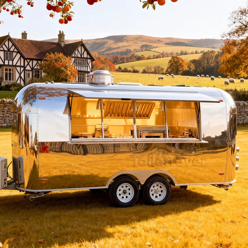 

Оптовая продажа: Фудтрак из нержавеющей стали для уличной еды, тележка для фастфуда, прицеп-киоск для мероприятий и свадеб