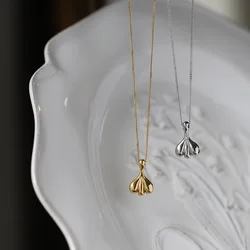 316L Stainless Steel Casting Flower Chic Pendant Necklace for Women Textured 18K PVD Plated Unusual Jewelry Waterproof