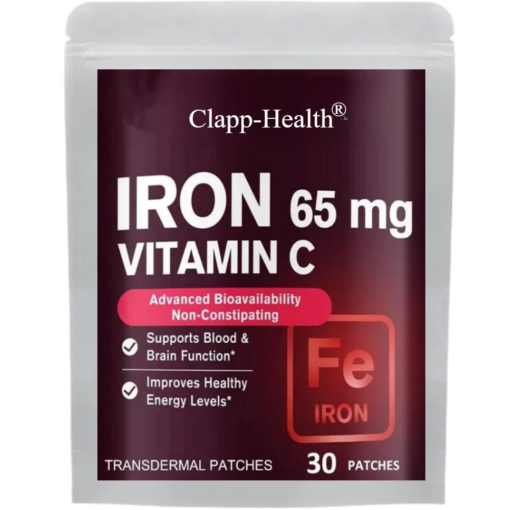 30 Patches Iron Transdermal Patches for Women and Men, with Vitamin C, Blood, Energy, Muscle & Immune System Support