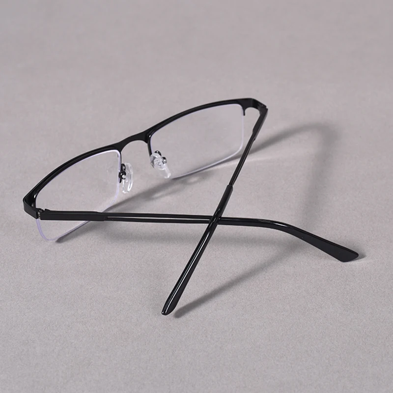 Herren-Lesebrille mit halbem Rahmen, modisch, quadratisch, Business-Rezeptbrille, blaues Licht blockiert + 125 + 175 + 225 + 275 – Detail 8