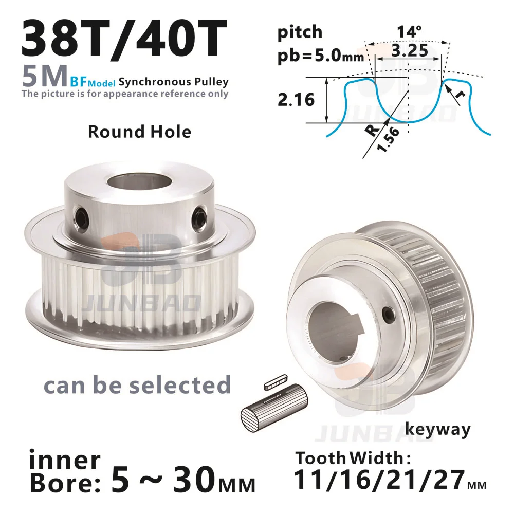 

HTD5M 38T 40Teeth Timing Pulley 5M Synchronous Wheel Belt Width 11 16 21 27MM Bore 5 6 8 10 12 14 15 17 19 20MM 3D Printer Parts