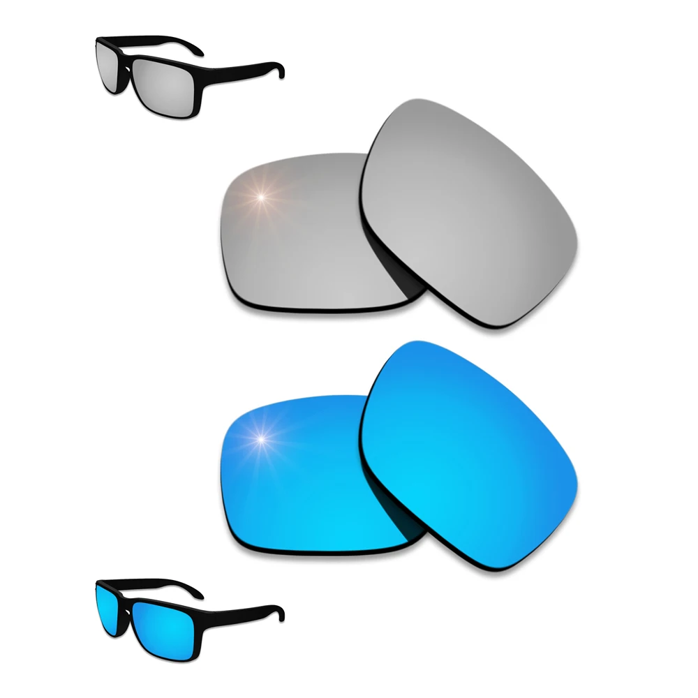 

Silver&Sky Blue Lenses Replacement For-Oakley Holbrook XL Polarized Sunglasses