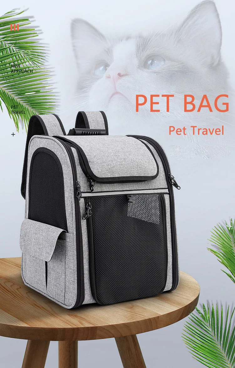 Pet Backpack Portable Breathable Outdoor Foldable Expandable Cat & Dog Backpack Large Capacity Oxford Cloth Cat Carrying Bag