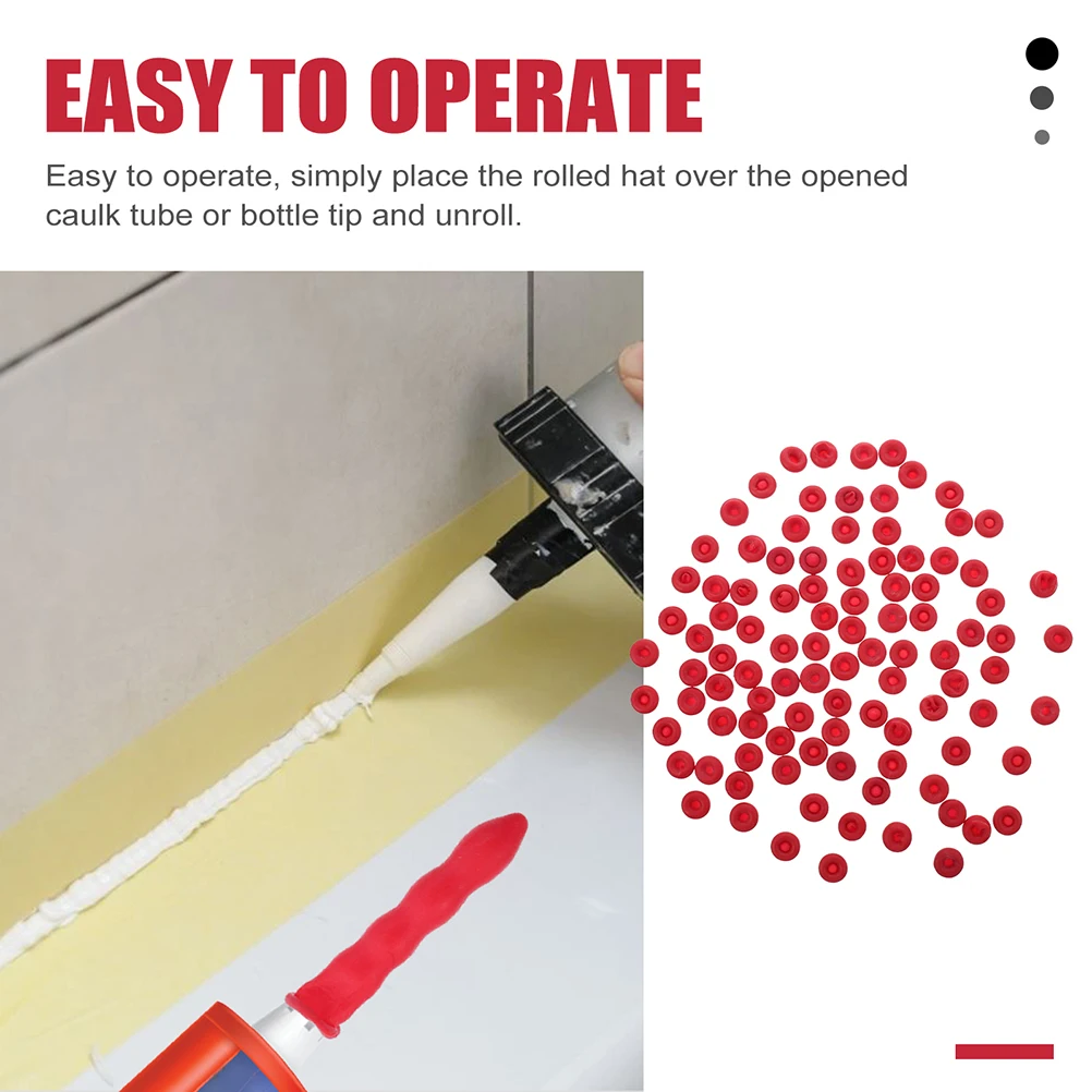 20pcs Glass Red Caulk Saving Cap For Open Caulking Tube Sealing Preserving Reusable Moisture Proof Suitable For All