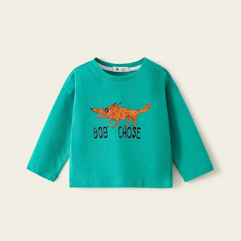 Kinder T-shirts 2024 Herbst Frühling Jungen Tees Candy Farbe Tops für Mädchen Cartoon Kleinkind Pullover Baumwolle Baby Bluse Kleidung