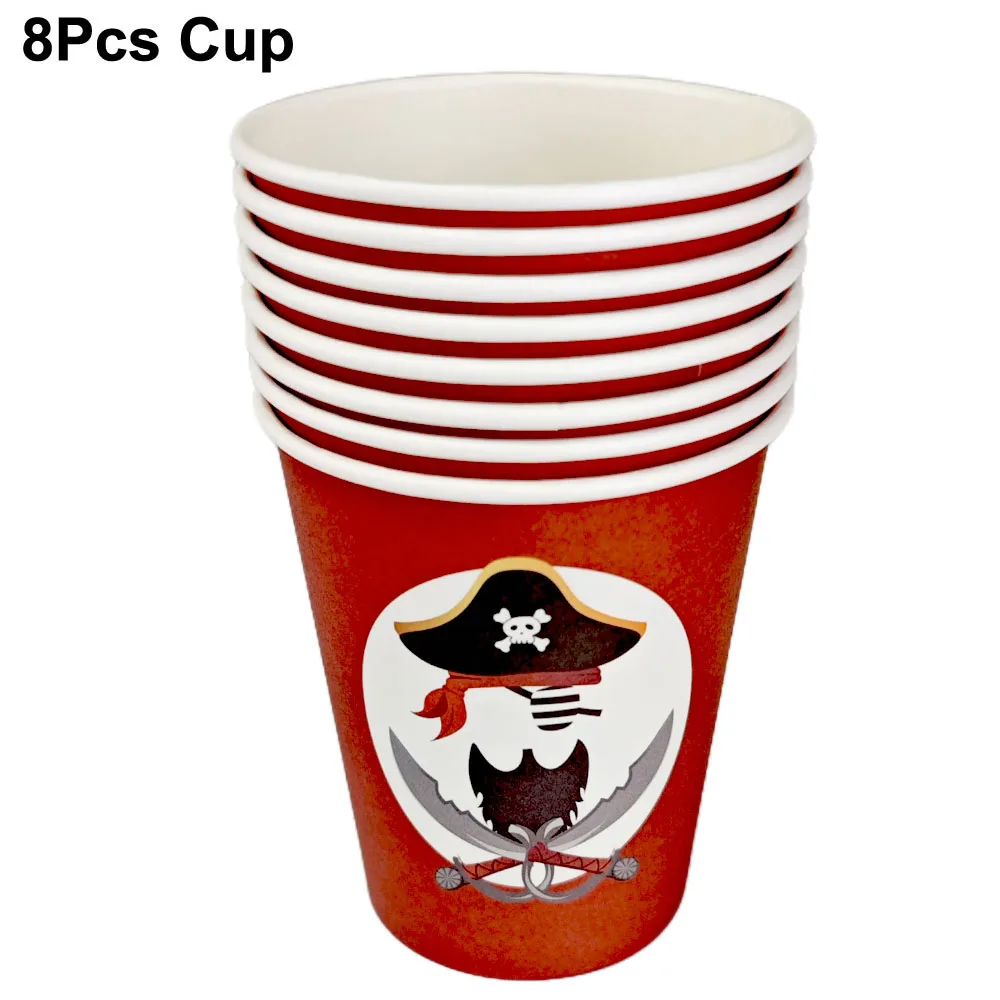 Pirate Party Supplies Pirate Skull Paper Plates Napkins Cups Skeleton Tableware Pirate Crossbone Birthday Party Decors for Boys