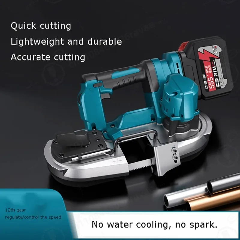 Multifunctional Metal Small Portable Rechargeable Woodworking Saw Lithium-Ion Band Saw, Portable High-Precision Cutting Machine