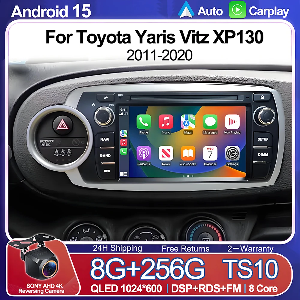 7 inch Android 16 Car Stereo Radio For Toyota Yaris Vitz XP130 2011-2020 Multimedia Player GPS Wireless Carplay NO 2DIN DVD