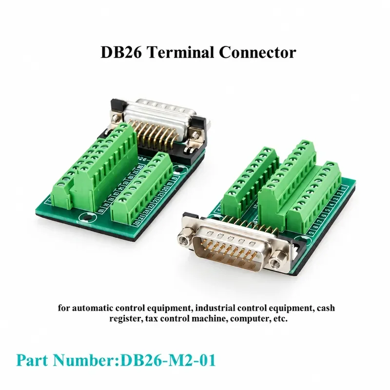 DB26 Male to Terminal Block Machining D-SUB 26Pin Serial to Solderfree Screw Breakout PCB Board Signal Module for Industrial