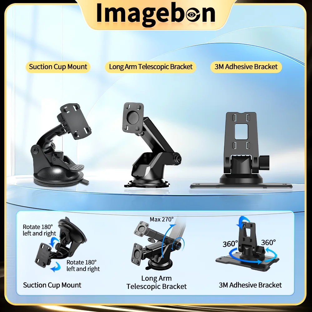 Imagebon Supporto DVR per auto Braccio lungo Staffa a ventosa telescopica Supporto adesivo 3M per H13 Pro M20 Pro CarPlay Dash Cam