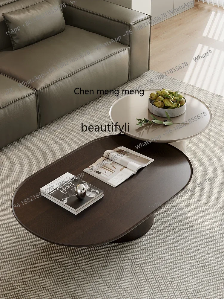 

E153 Italian Living Room Oval Coffee Table Combination Light Luxury Home Modern Minimalistic Designer