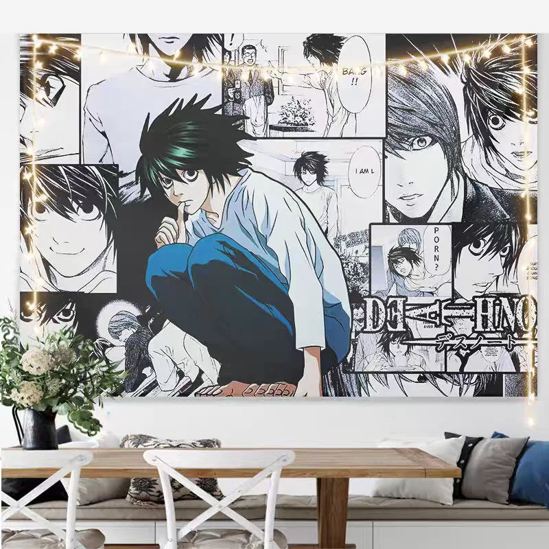 Y-Yagami Light D-Death N-Note Background  Comic Peripheral Tapestry Student Room Bedroom Decoration Wall Cloth Hanging Tapestry