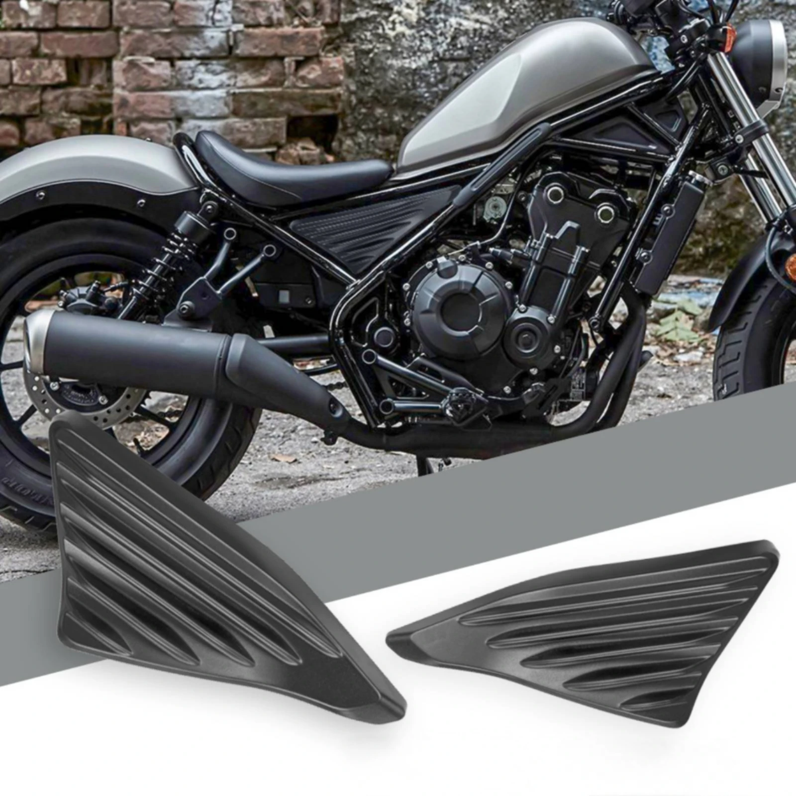 Motorcycle Side Cover ABS Side Cover Panel Ribbed Motorcycle Panel Matching Pair Aesthetic Upgrade