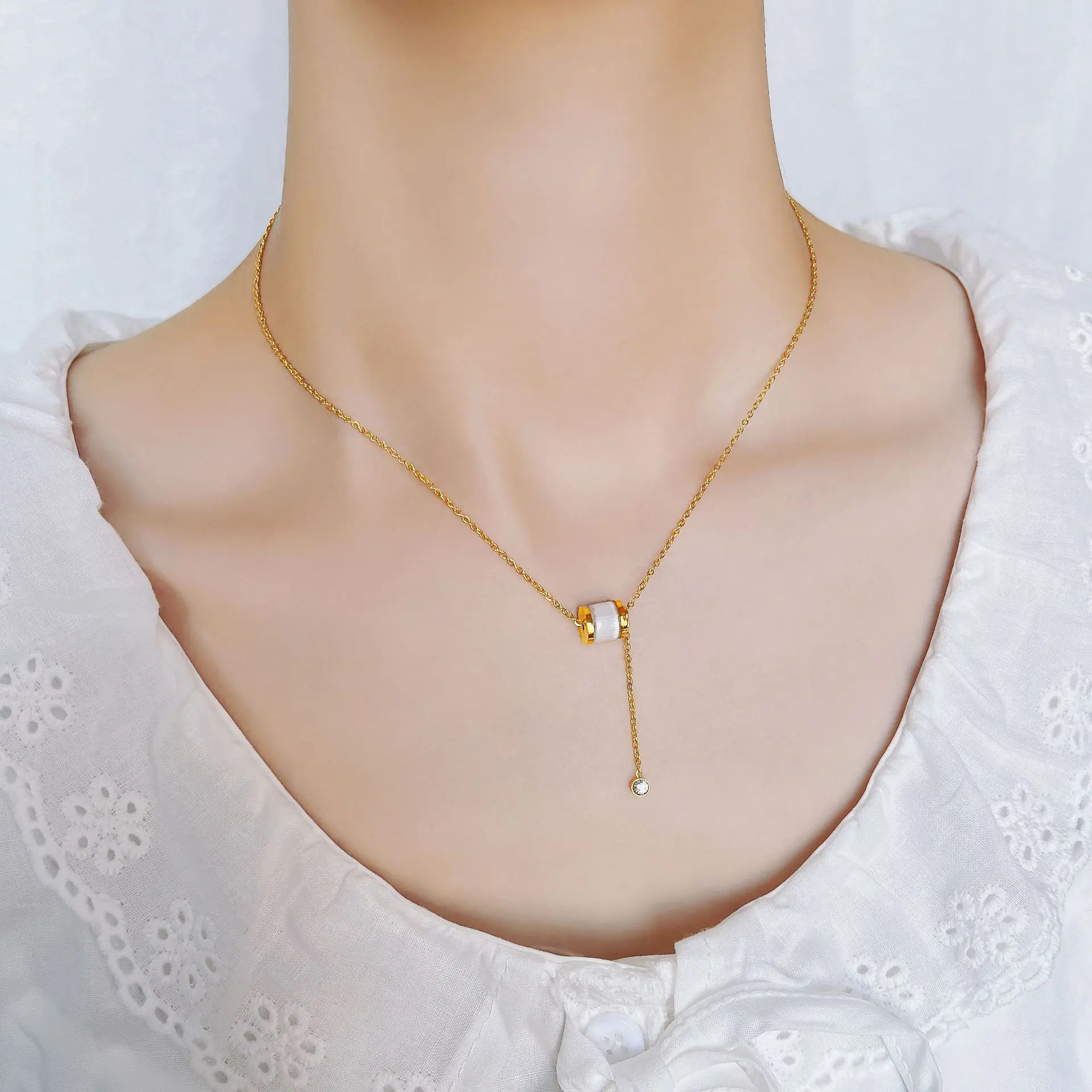 

Opal Small Waist Necklace 2022 New Titanium Steel Jewelry
