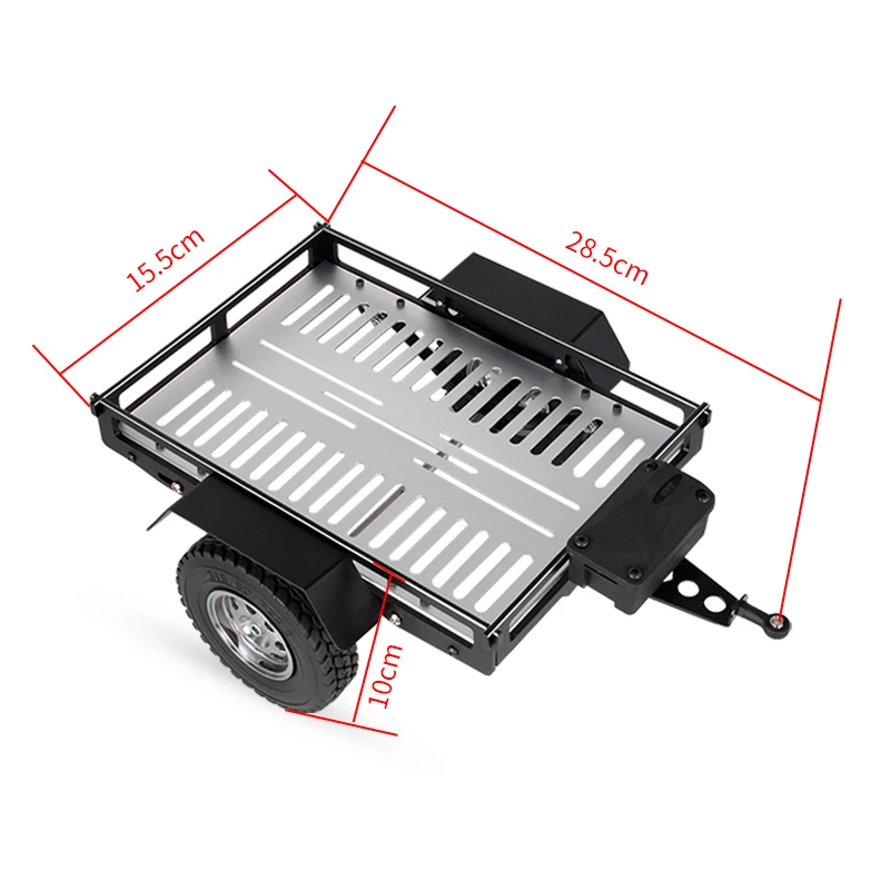 Piccolo rimorchio in lega di alluminio per accessori per auto cingolate 1/10 RC Traxxas SCX10 TRX-4