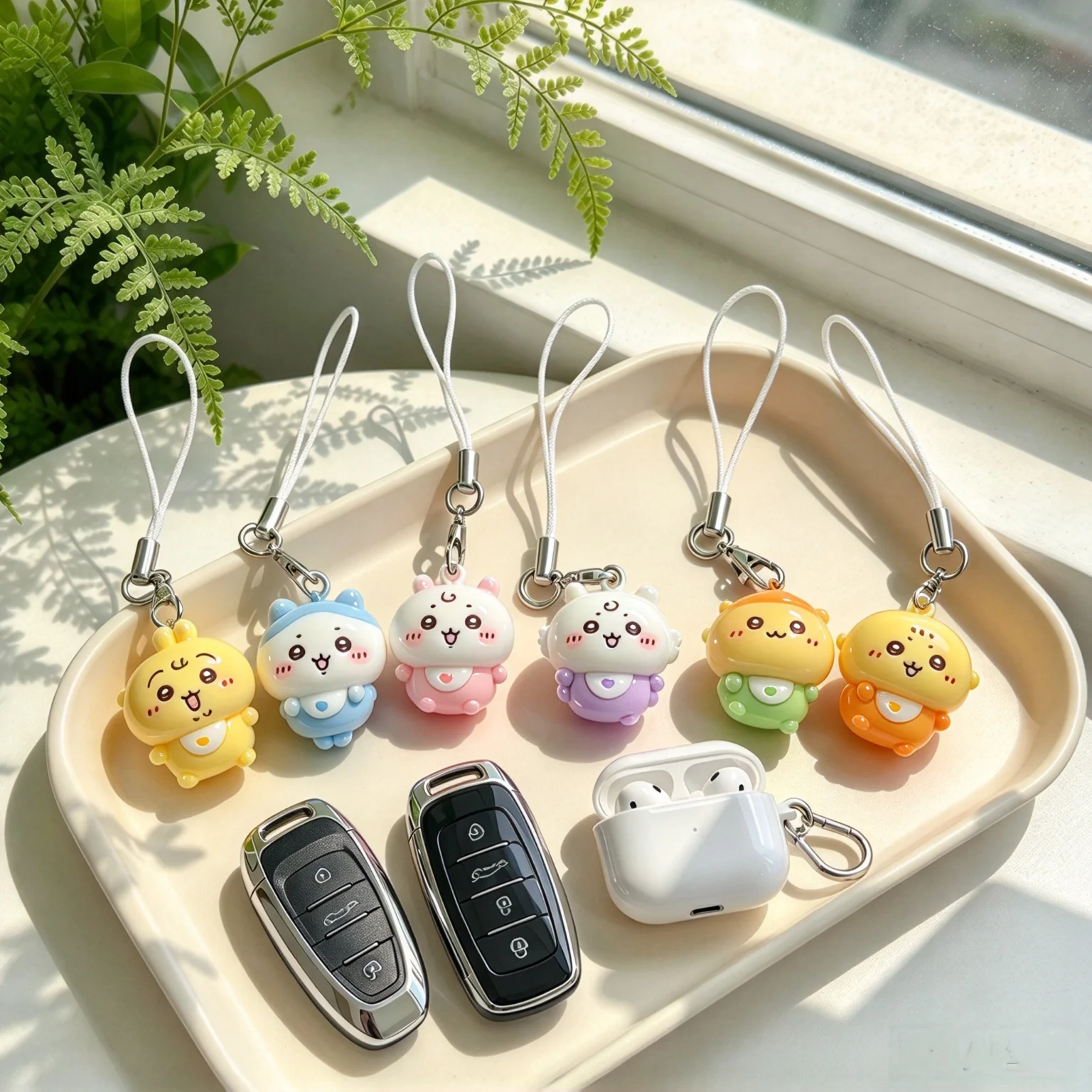 1-100PC Chii-kawa Hachiware Momonga Resin Keychain Phone Strap Charm Kawaii Baby Swaddle Ornament Gift Girl Cartoon Mini Pendant