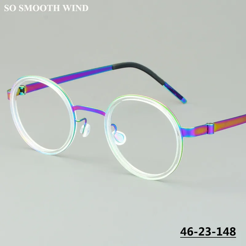 

Denmark Screwless Round 9707 Glasses Frame Men Women Acetate Titanium Designer Multi Eyeglasses Ultralight Spectacles Eyewear