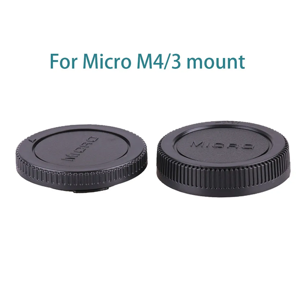 For M4/3 Micro 4/3 MFT mount Lens Rear Cap / Camera Body Cap / Cap Set Plastic Black Lens Cover for G9 GH5 GX9 E-M10 EP-L10 etc.