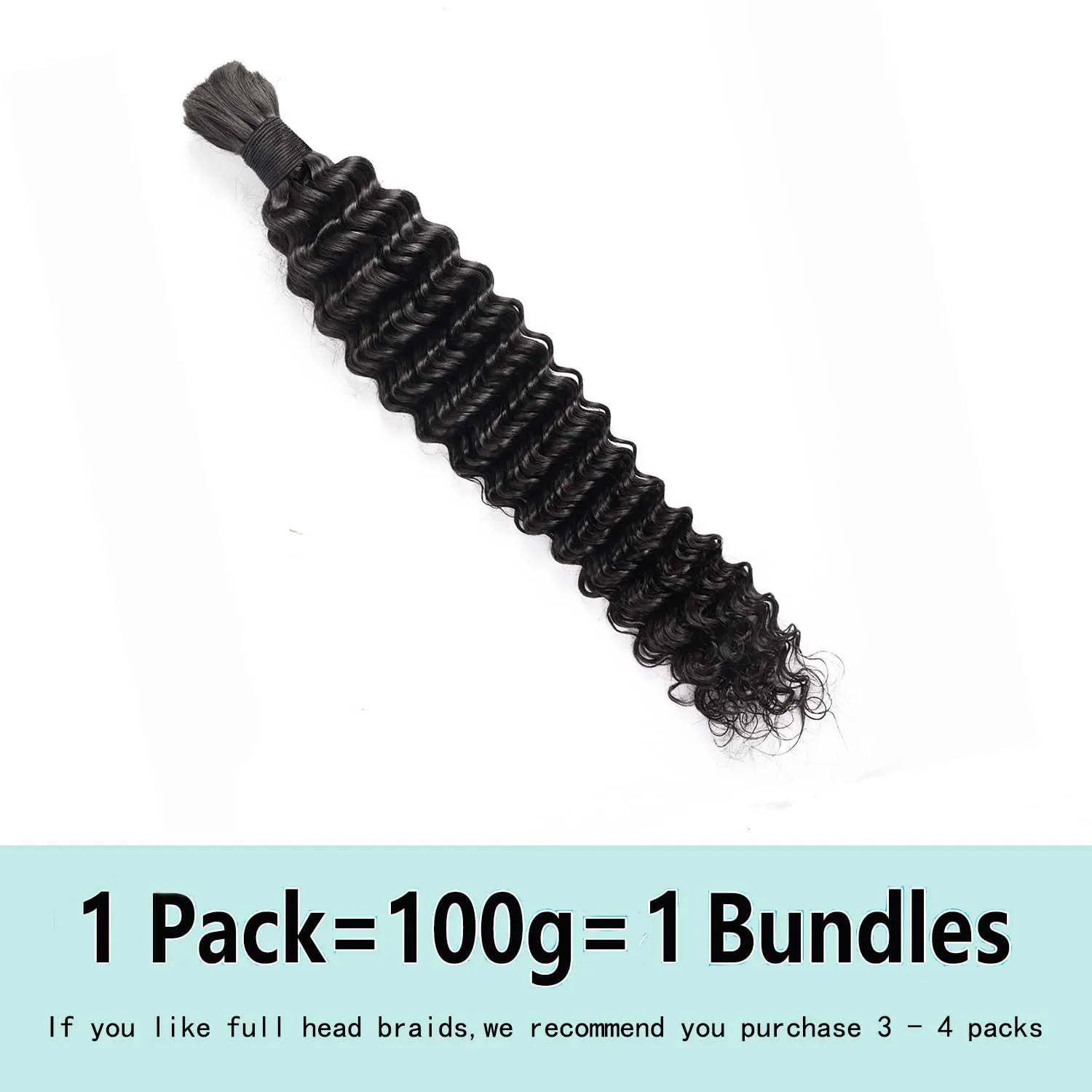 Cabello trenzado humano, cabello humano rizado de onda profunda, 100g, sin trama, extensiones de cabello humano, Micro cabello trenzado humano para trenzas bohemias