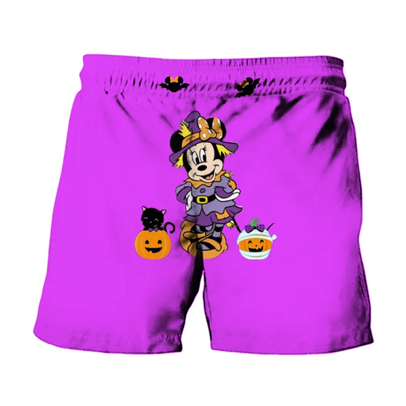 2024 New Horror Halloween Collection Disney Brand Stitch And Mickey Minnie Anime Summer Men\'s Fashion Beach Party Casual Shorts