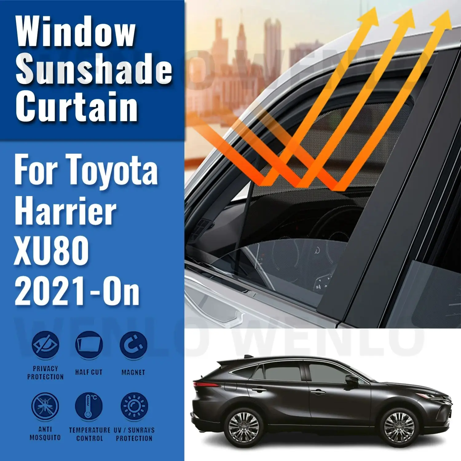 

For Toyota HARRIER XU80 Venza 2024-2021 Car Sunshade Visor Front Windshield Frame Curtain Rear Baby Side Window Sun Shade Shield