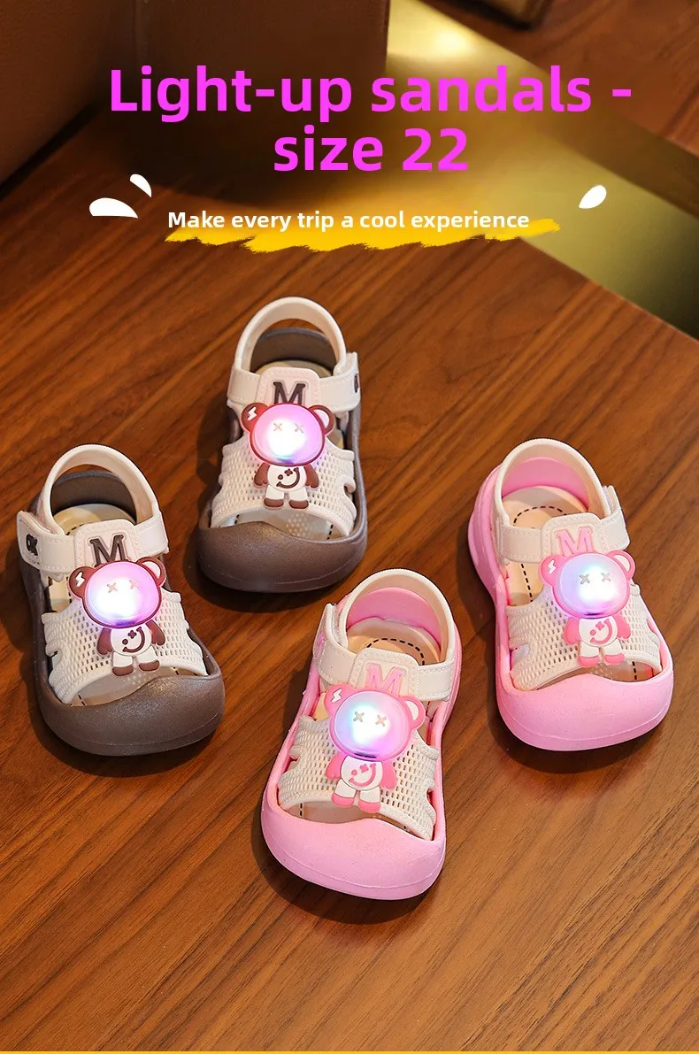 Sommer-Kindersandalen für Mädchen mit LED-Licht, Kleinkind-Laufschuhe, Niedliche Cartoon-Muster Freizeitsandalen für Kinder 2026 – Detail 3