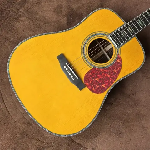 मुफ़्त शिपिंग क्लासिकल 6 स्ट्रिंग्स पीला D45 अकूस्टिक गिटार रोज़वुड फ़िंगरबोर्ड बोन नट 20 फ़्रेट्स 8 best sales शास्त्रीय गिटार - №3