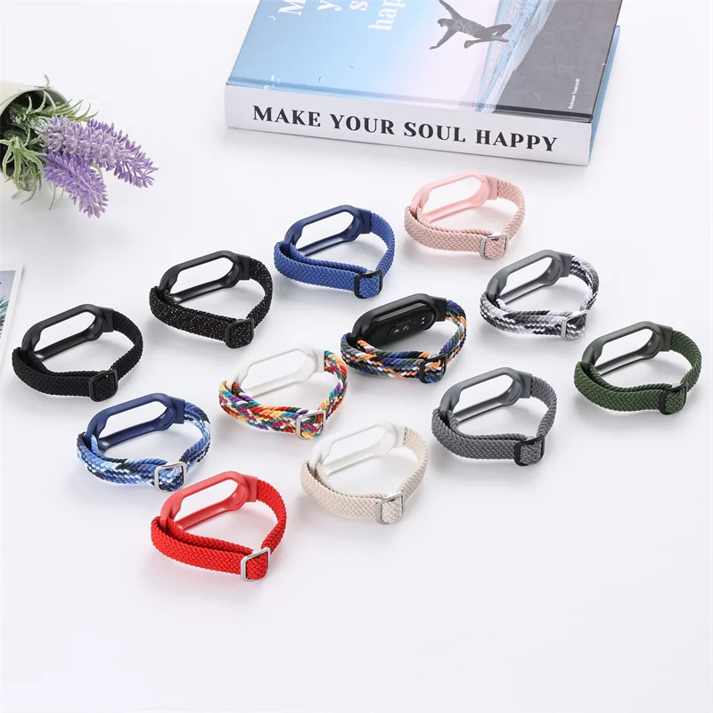 Watchband for Xiaomi Mi Band 9 Strap Braided Stretch Nylon Sport Watch Band Soft Wrist Bezel Frame For bracelet Miband 8