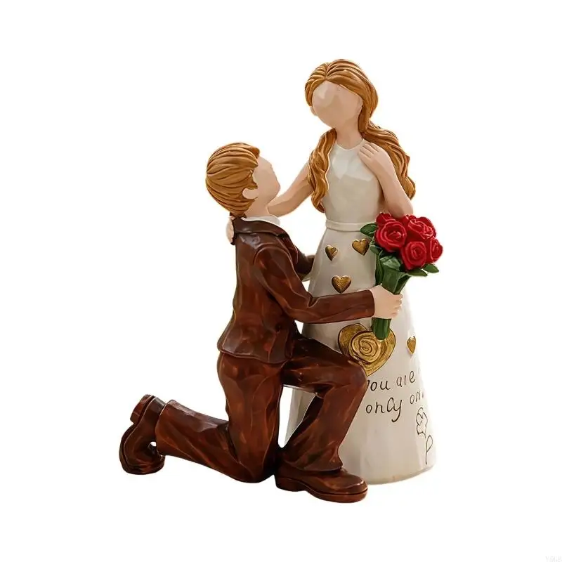 Artistic Proposal Couple Sculpture Handcrafted Resin Statue Romantics Ornament Cake Toppers For Home Office Party Decors Y5GB