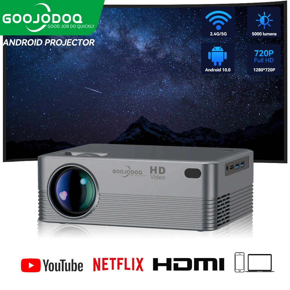 GOOJODOQ Projector Full Hd 1080P 4K Wifi Mini LED Portable Projetor 2.4G 5G For Android IOS Smartphone Video Home Office Camping