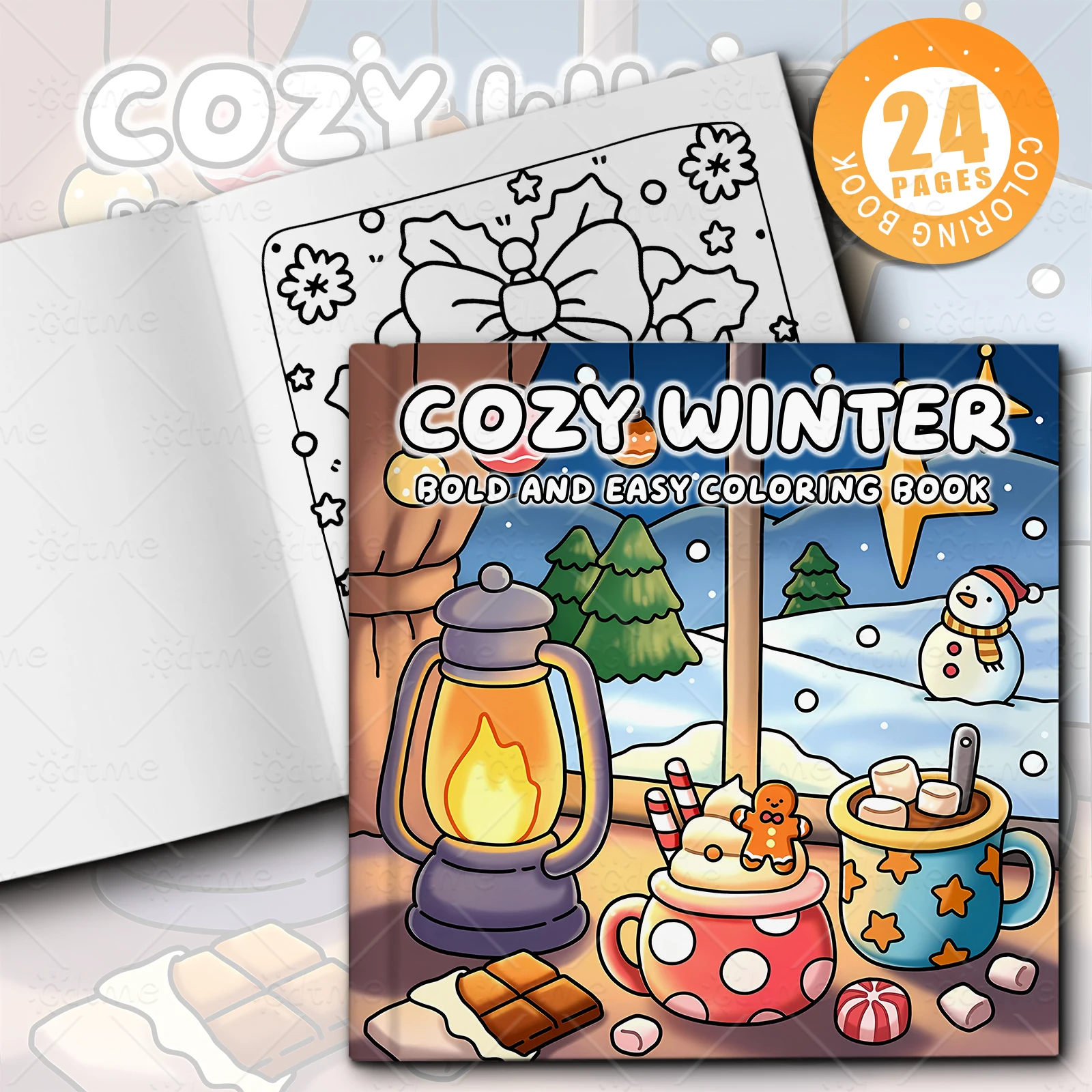 COZY WINTER Coloring Book for Adults Bold & Easy Cozy Winter Hygge Scenes Stress Relief Relax DIY Drawing Activity Book