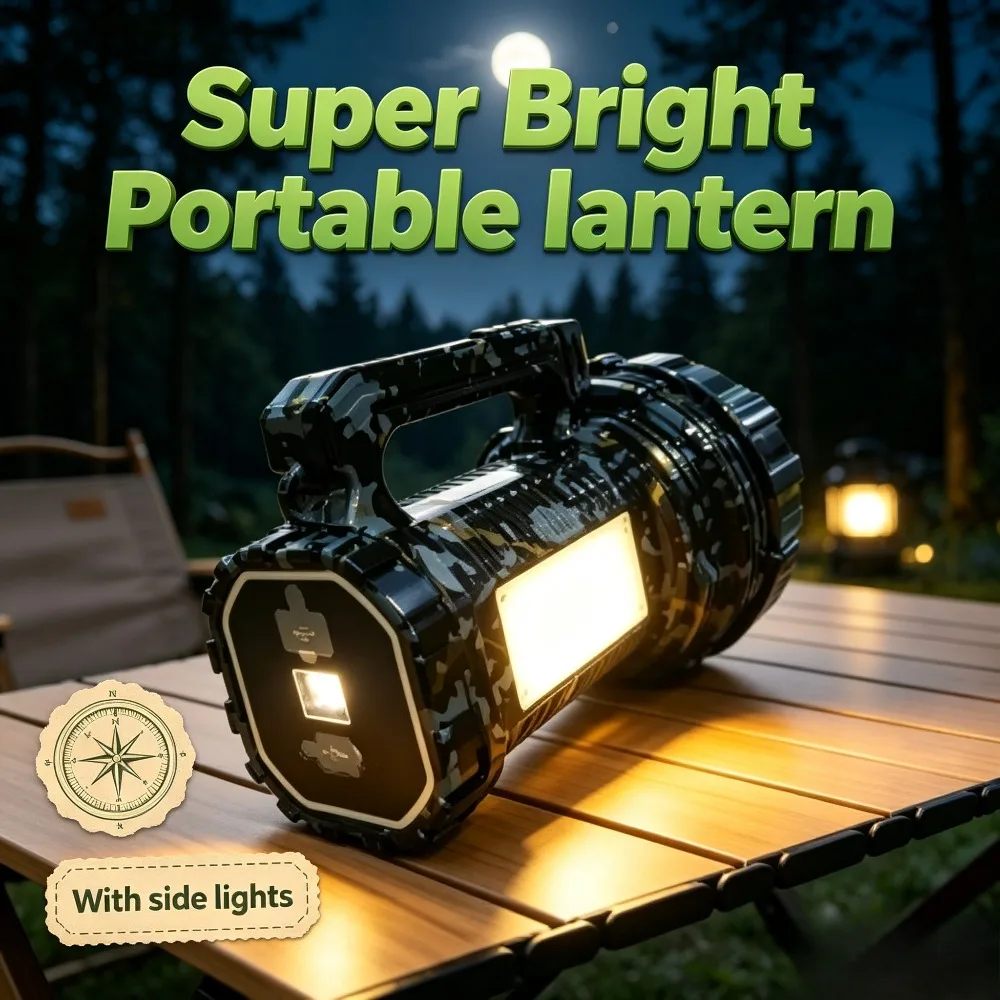 LED High Bright Flashlight Rechargeable Powerful Searchlight Handheld Mining Torch for Outdoor Working Emergency Lighting