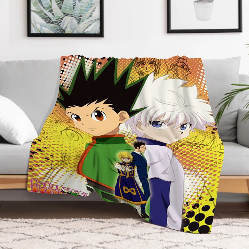 Hunter X Hunte Anime Throw Microfiber Bedding Knitted Blanket Fluffy Bed Blankets for Decorative Sofa Knee Fleece Soft Nap Thick