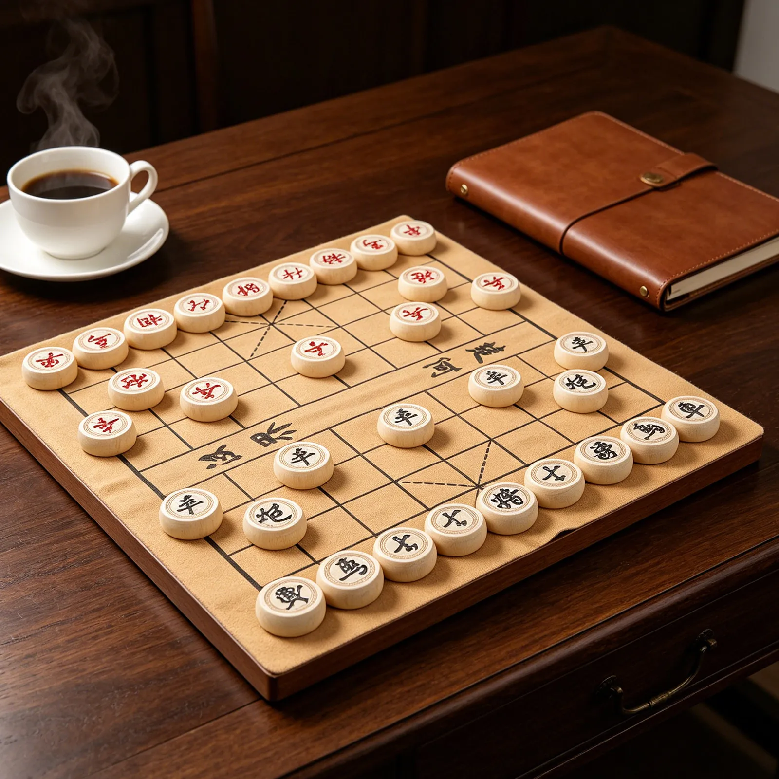 

1Set Solid Wood Chinese Xiangqi Chess Set PU Board Traditional Portable Travel Competition Family Gift Decorative Wooden