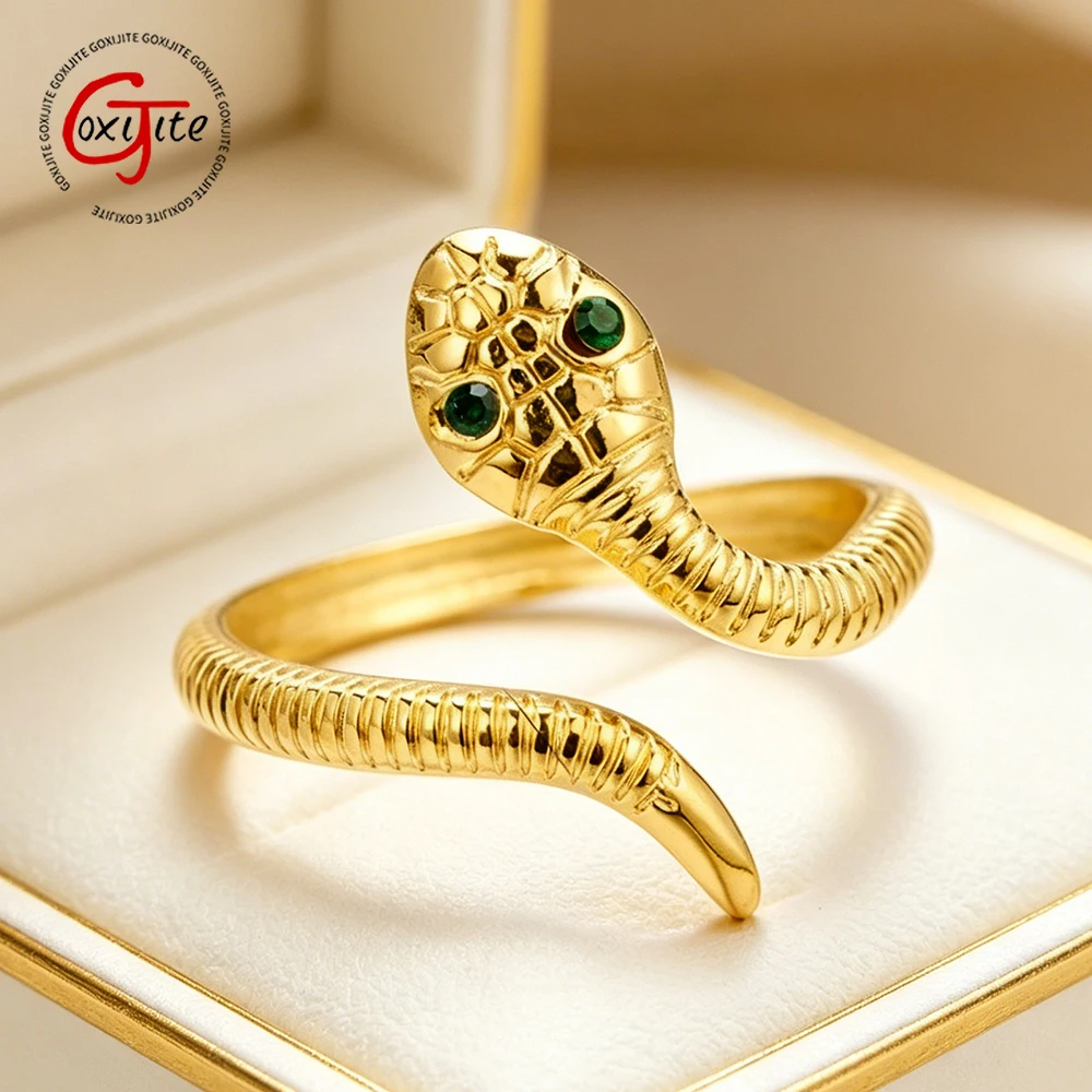 Gold Plated Snake Ring Adjustable Open Wrap Serpent Rings Vintage Animal Finger Jewelry For Women Men Punk Party Gift
