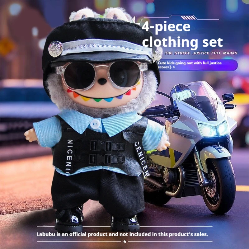 

Only suitable for 17cm for labubu doll clothes first second and third generation doll clothes police uniforms and uniform sets